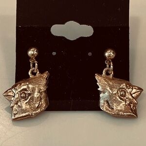 Gold Tone Stud Cardinal Earrings